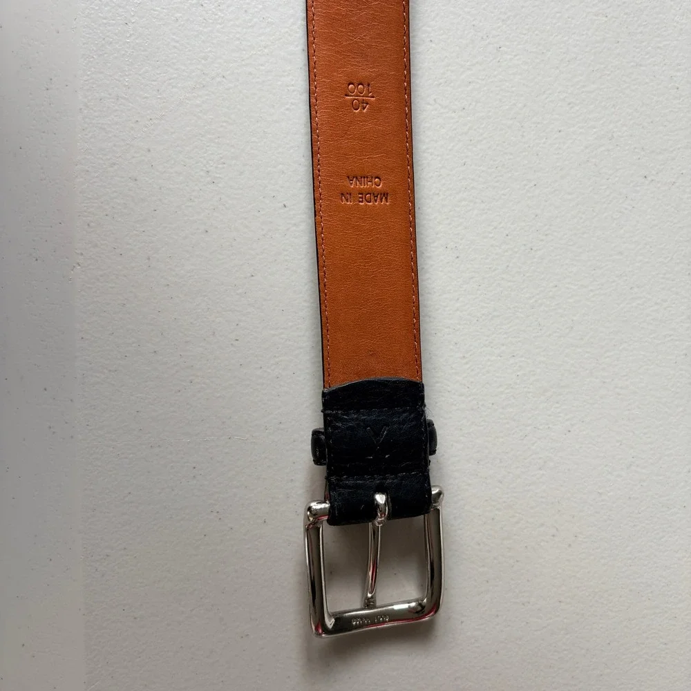 Polo Ralph Lauren Belt Size 40 Black Italian Saddle Leather 2110292-001